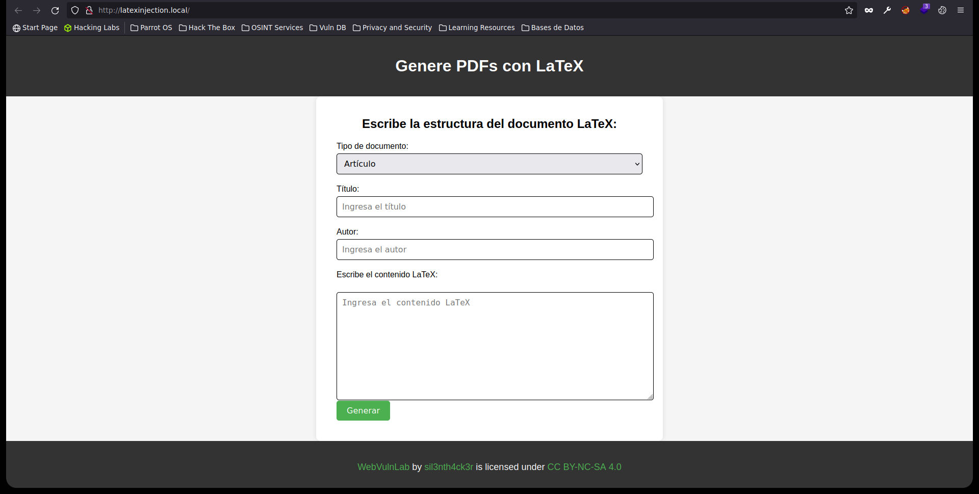 WebVulnLab Screenshot 1